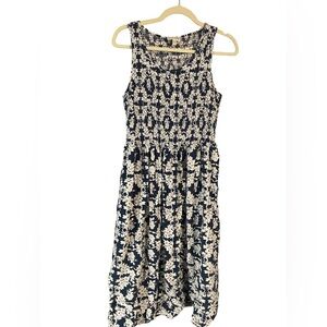 Maison Jules Navy and White Floral Midi Dress
